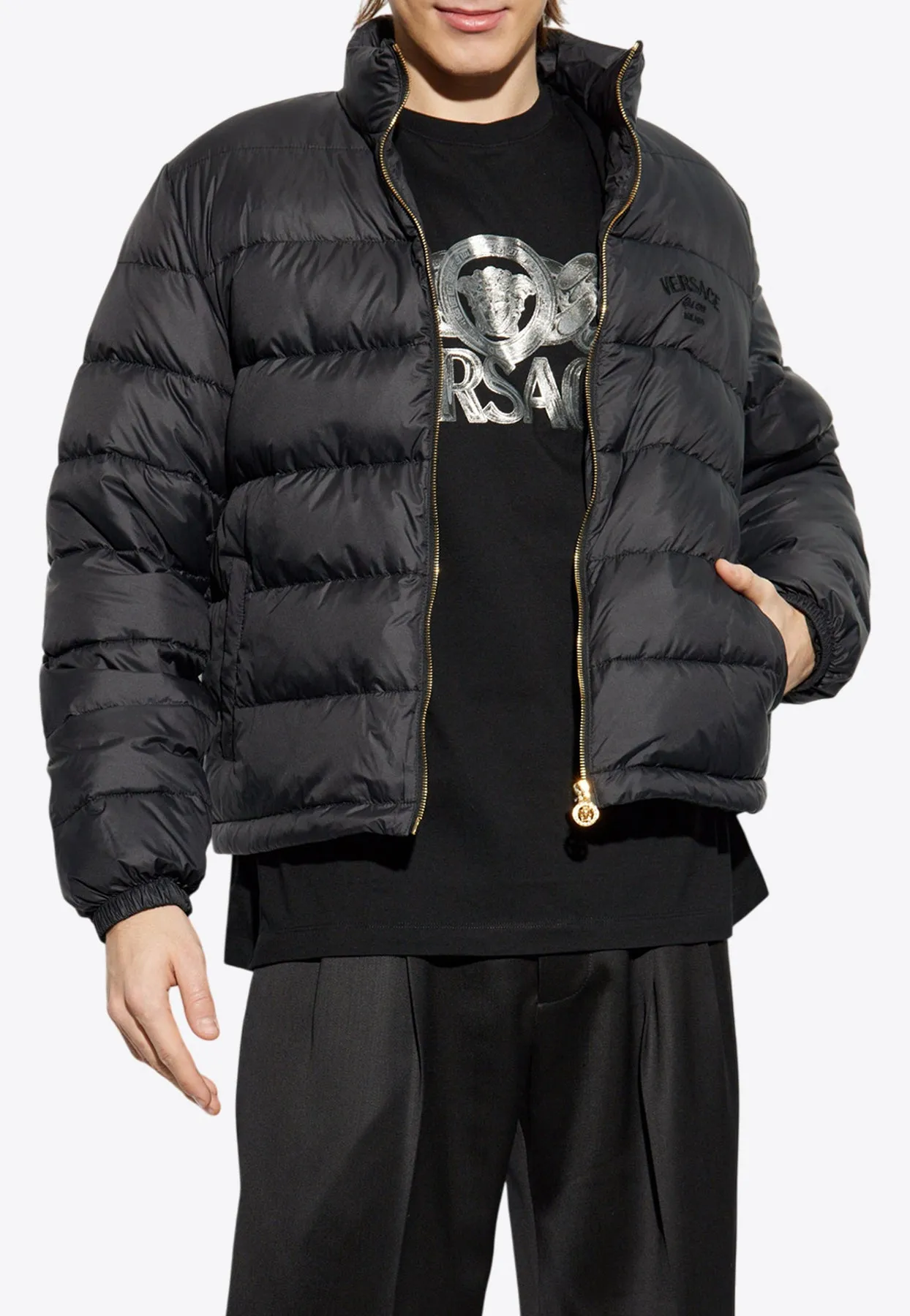 Barocco Jacquard Zip-Up Puffer Jacket