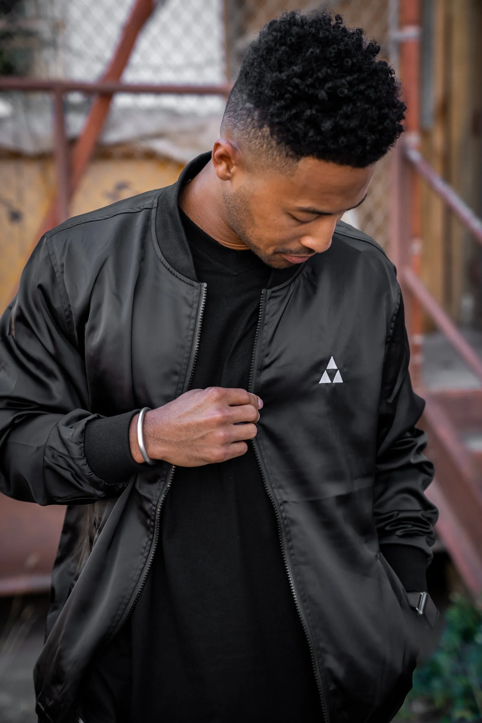 MEN'S MAU BLACK BOMBER JACKET