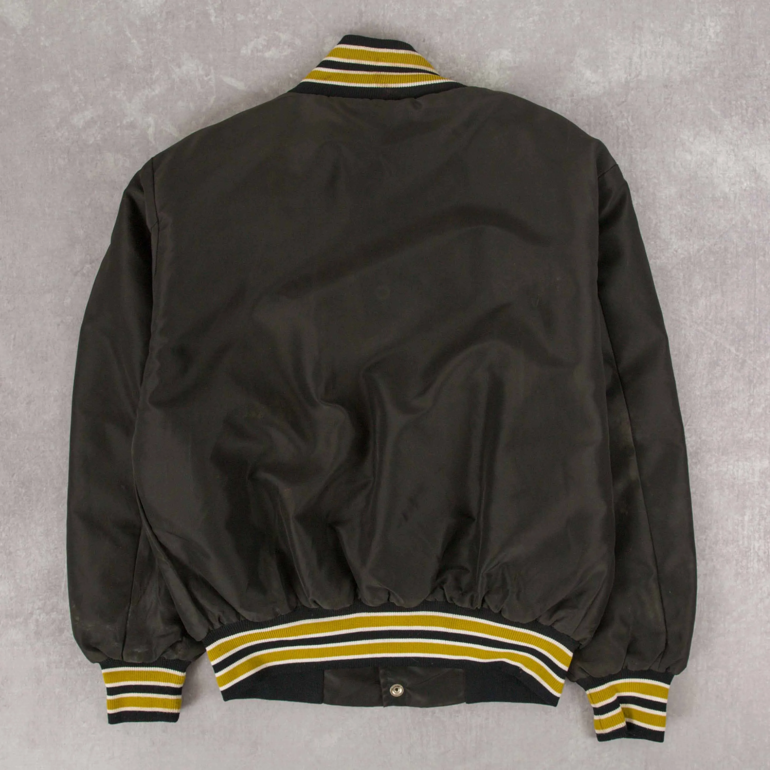 MEN'S VINTAGE 1990S NYLON VARSITY BOMBER JACKET - SMALL