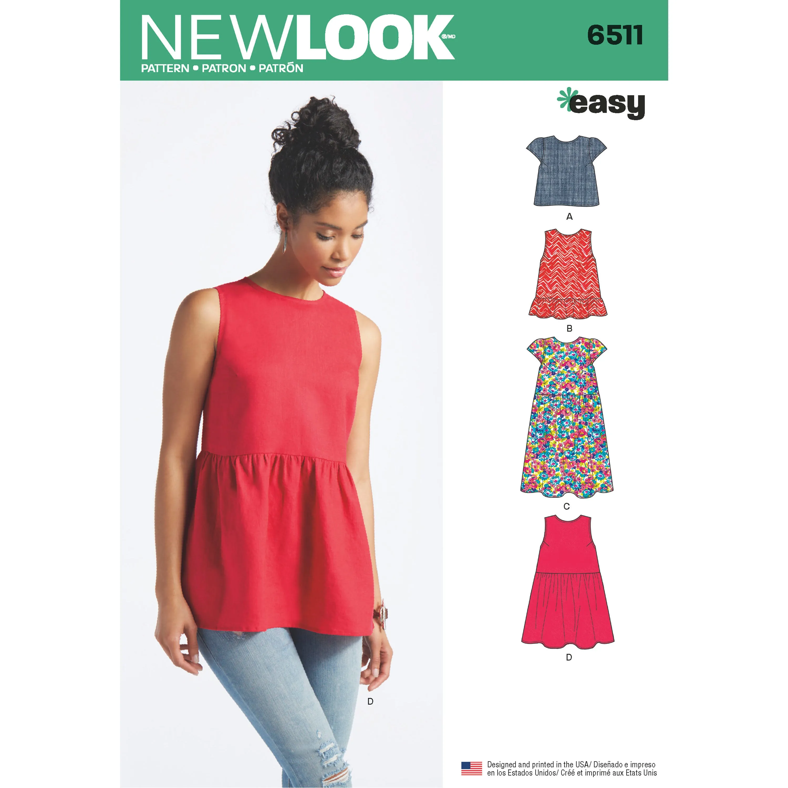 New Look Sewing Pattern 6511 - Women’s Tops With Length and Sleeve Variations
