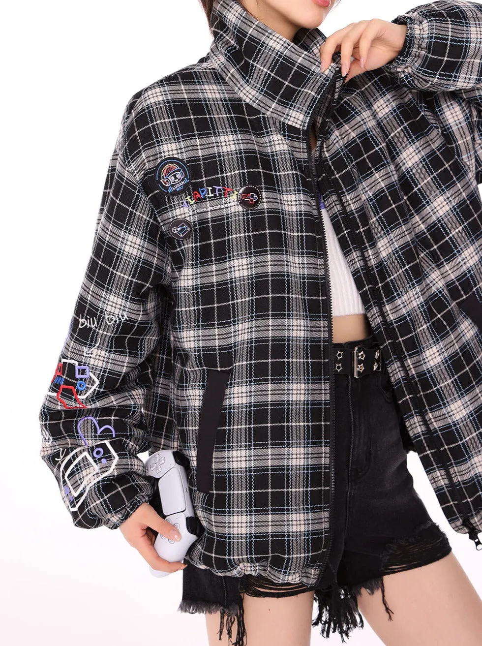 Outerwear Check Wappen High Neck
