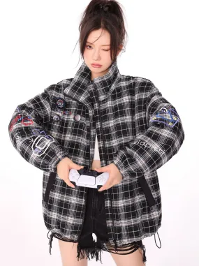Outerwear Check Wappen High Neck