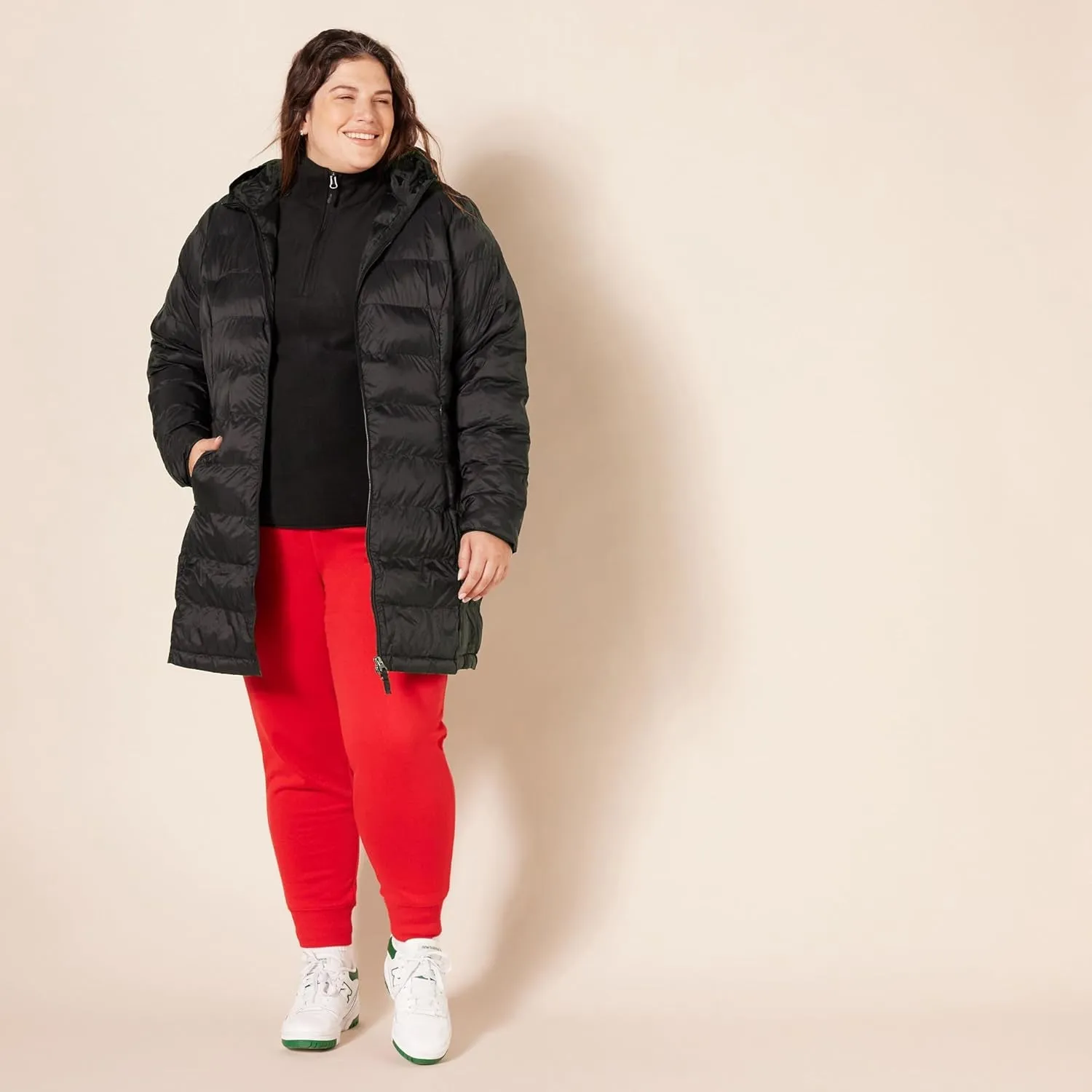 Women'S Lightweight Full-Zip Water-Resistant Hooded Puffer Coat (Available in plus Size)