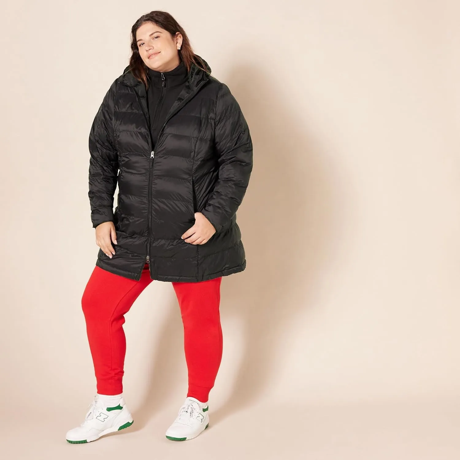 Women'S Lightweight Full-Zip Water-Resistant Hooded Puffer Coat (Available in plus Size)