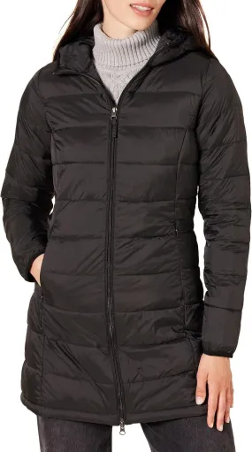 Women'S Lightweight Full-Zip Water-Resistant Hooded Puffer Coat (Available in plus Size)
